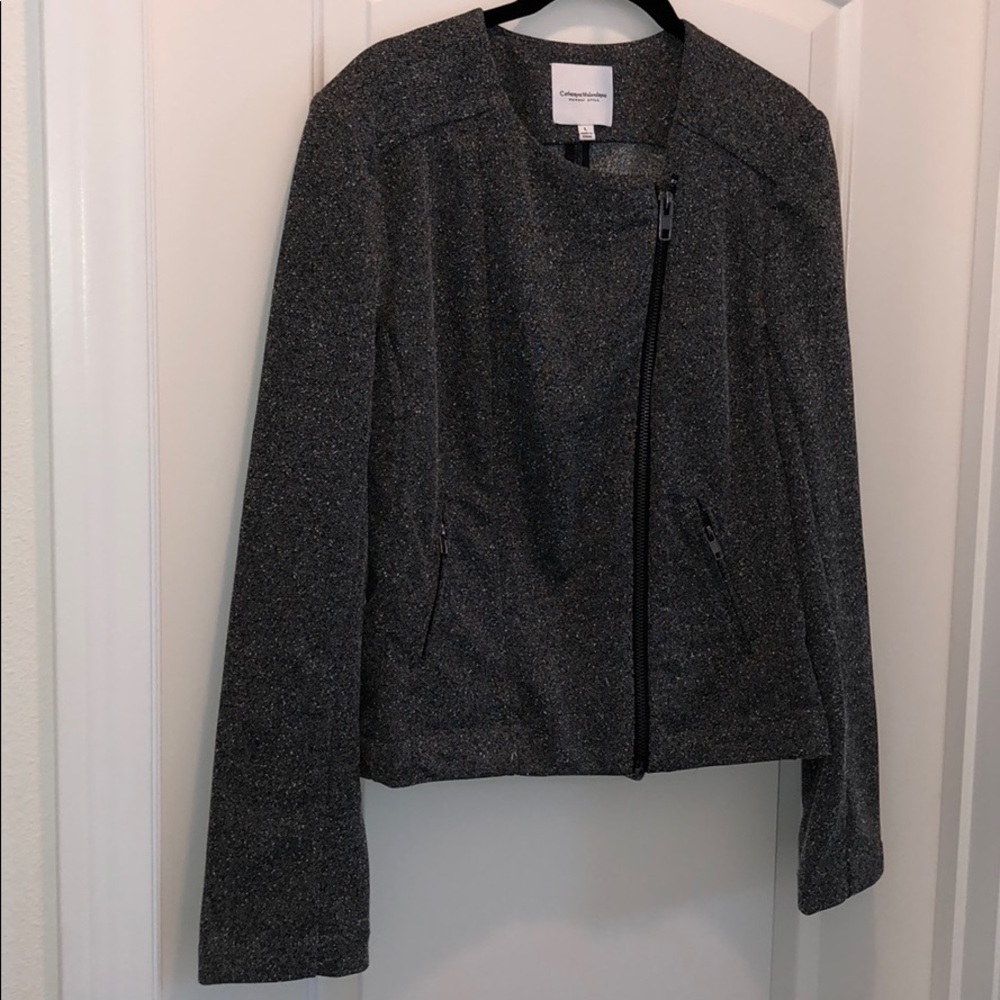 Catherine Malandrino grey jacket with large zipper
